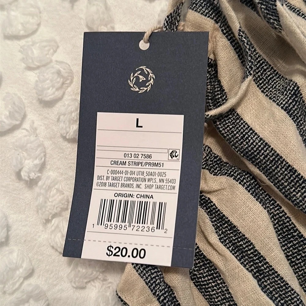 NWT Universal Thread Cream Striped Peplum Tank Top, Size: L - Picture 3 of 3
